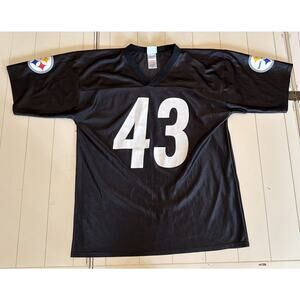 NFL Troy Polamalu Pittsburgh Steelers #43 Black Football Jersey Men’s Size Large